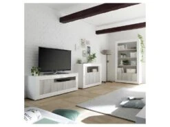 Meuble D'entrée 2 Portes Blanc/Pin Blanc - LUBIO -Mobilia Boutique buffet 17624651