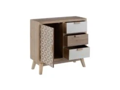 Meuble D'entrée 3 Tiroirs 1 Porte Bois/Blanc - HACHI 10 Meuble D'entrée 3 Tiroirs 1 Porte Bois/Blanc - HACHI -Mobilia Boutique buffet 17624827