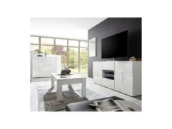 Buffet 2 Portes 2 Tiroirs Laqué Blanc Brillant LED's - TICATO -Mobilia Boutique buffet 17624869