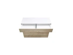 Buffet 1 Abattant 1 Tiroir Laqué Blanc Brillant/Chêne Naturel - TAORMINE -Mobilia Boutique buffet 17624935