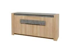 Buffet 3 Portes Chêne Oxygene/Béton Ciré Clair - DAPHNE