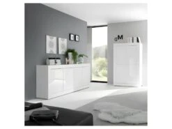 Buffet 4 Portes Blanc Laqué Brillant - MATERA -Mobilia Boutique buffet 17625033