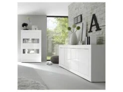 Buffet 4 Portes Blanc Laqué Brillant - MATERA -Mobilia Boutique buffet 17625037