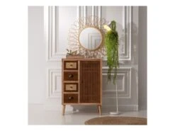 Meuble D'entrée 1 Porte 4 Tiroirs Bois/Rotin - BISCUIT -Mobilia Boutique buffet 17625797