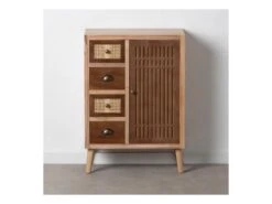 Meuble D'entrée 1 Porte 4 Tiroirs Bois/Rotin - BISCUIT -Mobilia Boutique buffet 17625799
