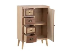 Meuble D'entrée 1 Porte 4 Tiroirs Bois/Rotin - BISCUIT -Mobilia Boutique buffet 17625801