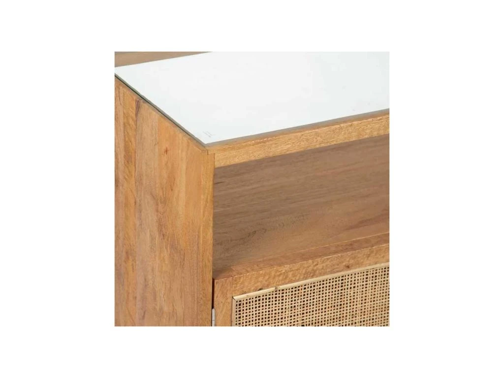 Buffet 4 Portes Bois Rotin Verre - ALBERTINA 7 Buffet 4 Portes Bois Rotin Verre - ALBERTINA – Image 5