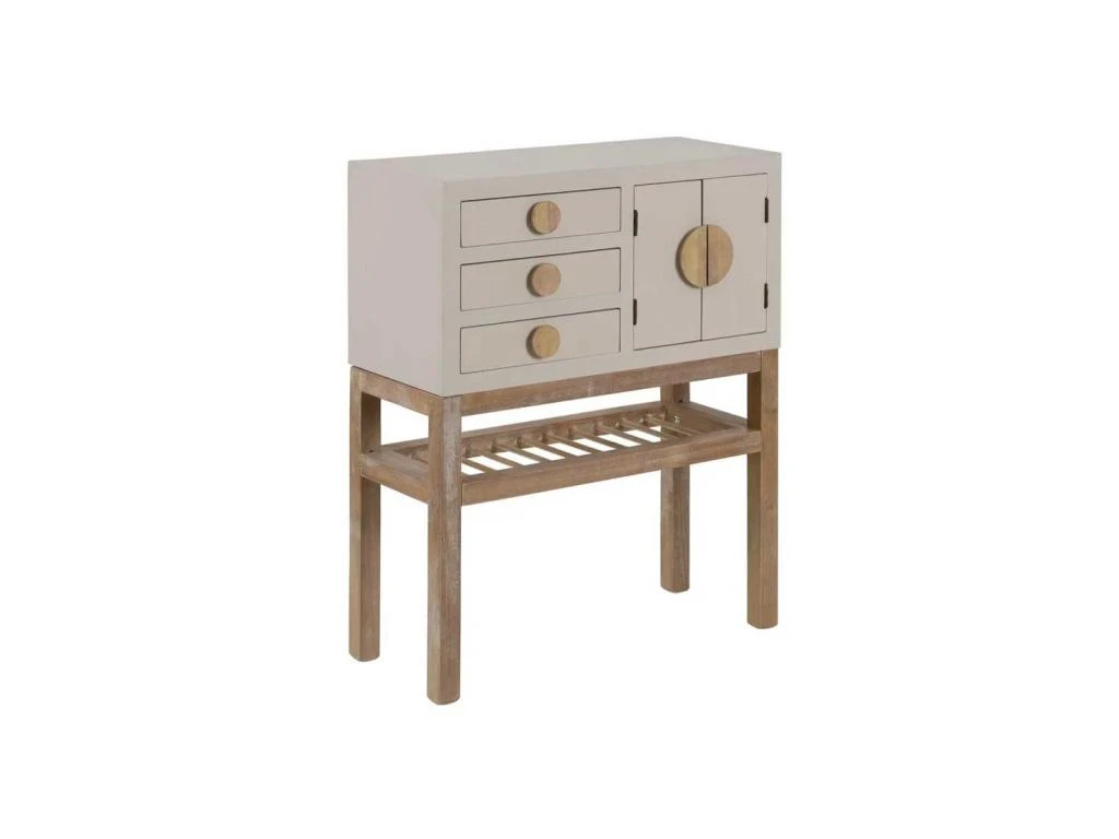 Meuble D'entrée 3 Tiroirs 2 Portes 1 Niche Bois/Taupe - ADRIANA 3 Meuble D'entrée 3 Tiroirs 2 Portes 1 Niche Bois/Taupe - ADRIANA