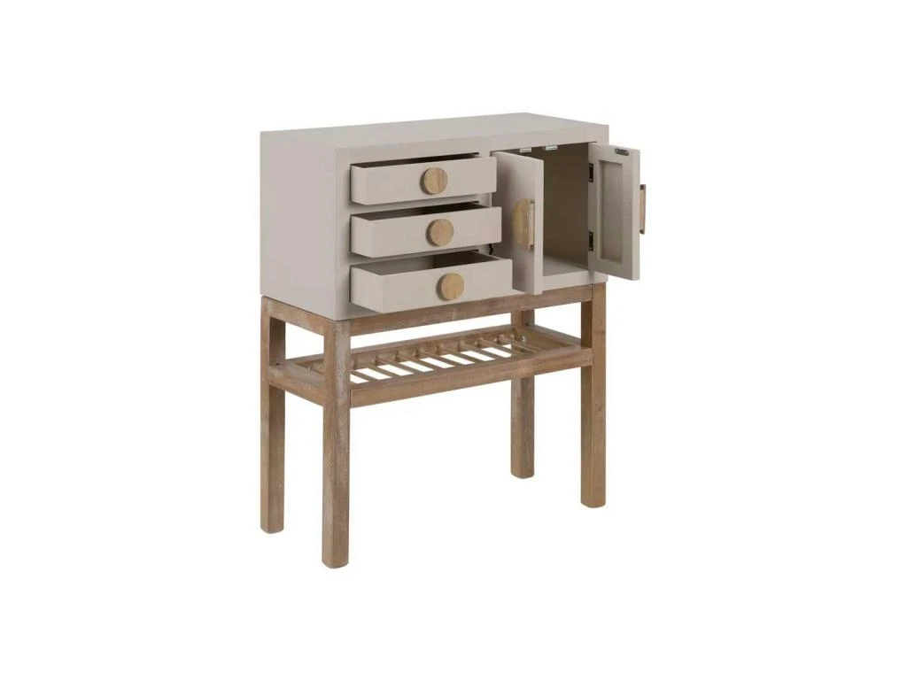 Meuble D'entrée 3 Tiroirs 2 Portes 1 Niche Bois/Taupe - ADRIANA 6 Meuble D'entrée 3 Tiroirs 2 Portes 1 Niche Bois/Taupe - ADRIANA – Image 4