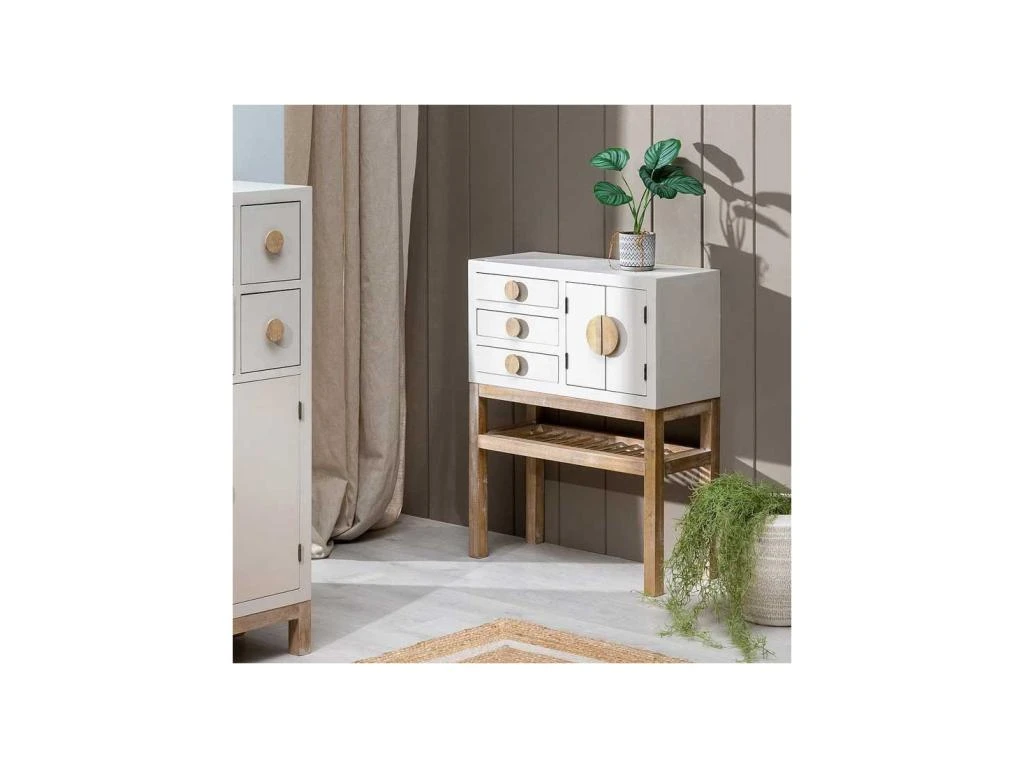 Meuble D'entrée 3 Tiroirs 2 Portes 1 Niche Bois/Taupe - ADRIANA 7 Meuble D'entrée 3 Tiroirs 2 Portes 1 Niche Bois/Taupe - ADRIANA – Image 5