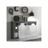 Buffet 3 Portes Blanc Laqué Brillant/Béton Ciré Foncé - ISCHIA -Mobilia Boutique buffet 17635603