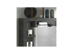 Buffet 3 Portes Blanc Laqué Brillant/Béton Ciré Foncé - ISCHIA -Mobilia Boutique buffet 17635609