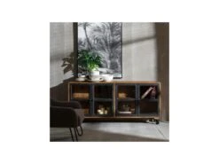 Buffet 4 Portes Vitrées Bois/Noir - JUPLO -Mobilia Boutique buffet 17788433