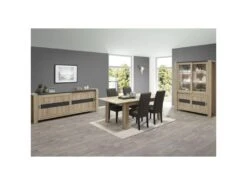 Argentier 4 Portes Coulissantes Chêne Blond/Gris à LEDs - SIEM -Mobilia Boutique buffet 17788975