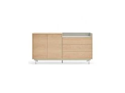 Buffet 2 Portes 3 Tiroirs Chêne Clair/Gris - TEULAT VALLEY