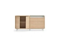 Buffet 2 Portes 3 Tiroirs Chêne Clair/Gris - TEULAT VALLEY -Mobilia Boutique buffet 18000917