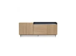 Buffet 3 Portes 3 Tiroirs Chêne Clair/Bleu - TEULAT VALLEY