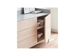 Buffet 3 Portes 3 Tiroirs Chêne Clair/Gris - TEULAT VALLEY -Mobilia Boutique buffet 18001199