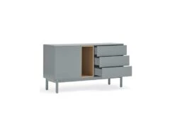 Buffet 1 Porte 3 Tiroirs Laque Gris/Bois - TEULAT CORVO -Mobilia Boutique buffet 18001217