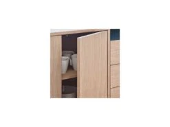 Buffet 2 Portes 3 Tiroirs Chêne Clair/Bleu - TEULAT VALLEY -Mobilia Boutique buffet 18001257