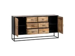 BRATO - Buffet 2 Portes 6 Tiroirs Manguier Et Métal Noir -Mobilia Boutique buffet 18184757