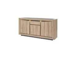 Buffet 3 Portes 1 Tiroir Chêne Naturel à LEDs - OSTENDE