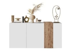 Buffet Avec 3 Portes - Blanc Et Naturel Clair - CAYNO -Mobilia Boutique buffet 18339701