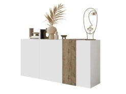 Buffet Avec 3 Portes - Blanc Et Naturel Clair - CAYNO -Mobilia Boutique buffet 18339713
