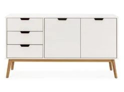 Buffet Baku 3 Tiroir Y 2 Porte Blanc, Pin Massif, Longueur 140 Cm -Mobilia Boutique buffet 18369793