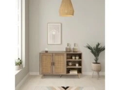 Buffet Dalia 2 Portes Et 3 Niches Couleur Chêne, 120 Cm Longueur -Mobilia Boutique buffet 18369913