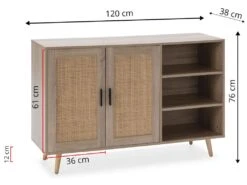 Buffet Dalia 2 Portes Et 3 Niches Couleur Chêne, 120 Cm Longueur -Mobilia Boutique buffet 18369915