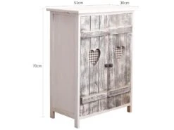 Meuble D'appoint Bahut 2 Ports Bois Blanc Gris Coeur 70x51x30 -Mobilia Boutique buffet 18399799