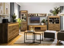 Buffet 2 Portes 3 Tiroirs LED Inclus Amaury Bois -Mobilia Boutique buffet 18450411
