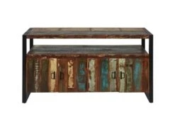 Bahut 4 Portes En Bois "Delhio" 175cm Marron & Noir