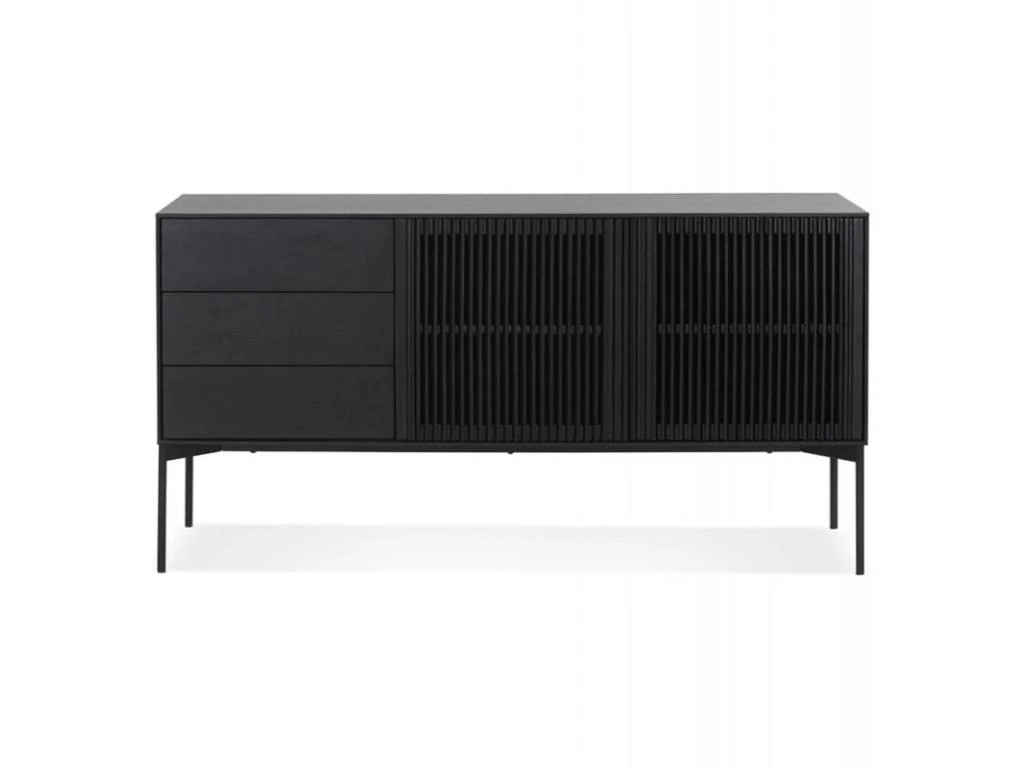 Buffet 3 Tiroirs & 2 Portes Design "Lasco" 160cm Noir 5 Buffet 3 Tiroirs & 2 Portes Design "Lasco" 160cm Noir – Image 3