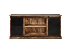 Bahut 2 Portes En Bois "Minga" 200cm Noir & Marron -Mobilia Boutique buffet 19091945