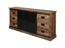 Bahut 2 Portes En Bois "Minga" 200cm Noir & Marron -Mobilia Boutique buffet 19091947