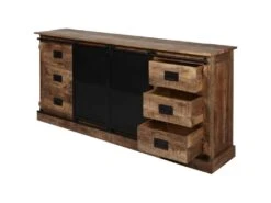 Bahut 2 Portes En Bois "Minga" 200cm Noir & Marron -Mobilia Boutique buffet 19091949