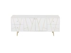 Buffet 4 Tiroirs & 2 Portes "Remina" 150cm Blanc & Or -Mobilia Boutique buffet 19092099