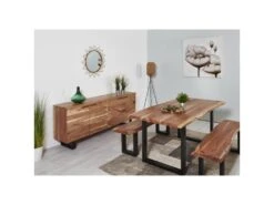 Bahut 4 Portes En Bois "Rabo" 200cm Marron & Noir -Mobilia Boutique buffet 19092169