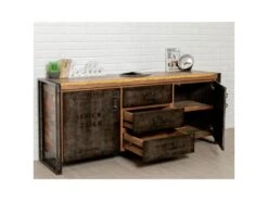 Buffet En Teck Industriel "Loft" 190cm Marron 9 Buffet En Teck Industriel "Loft" 190cm Marron -Mobilia Boutique buffet 19092269