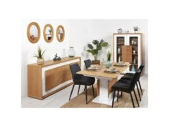 Bahut 3 Portes En Bois "Binka" 210cm Chêne & Blanc -Mobilia Boutique buffet 19092423