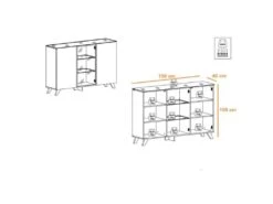 Buffet 3 Portes LED "Thin" 150cm Noir & Naturel -Mobilia Boutique buffet 19092541