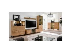 Buffet 3 Portes LED "Thin" 150cm Noir & Naturel -Mobilia Boutique buffet 19092543