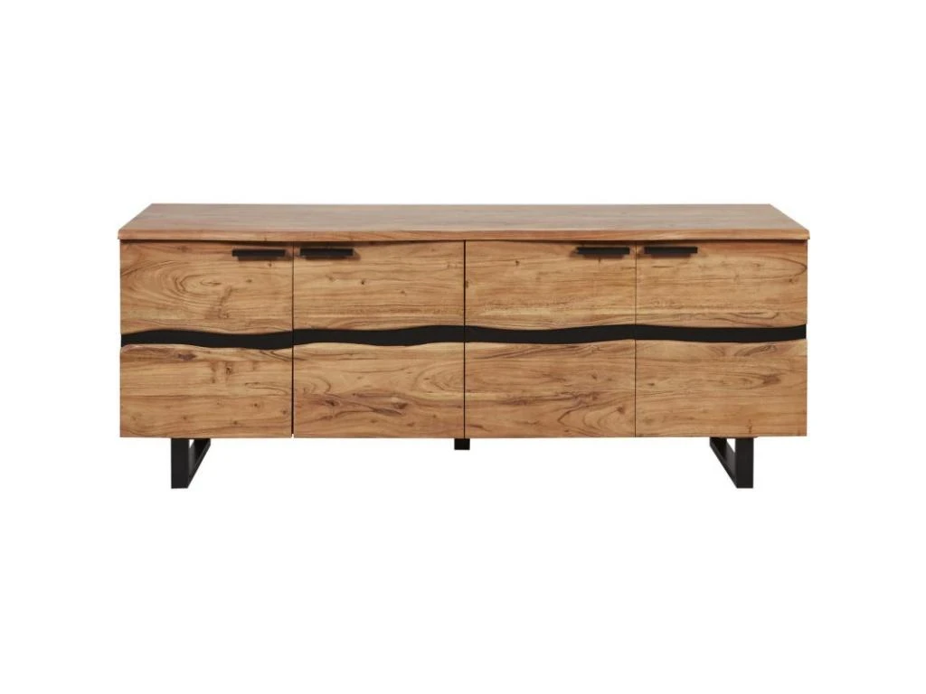 Buffet 4 Portes En Bois "Malo" 200cm Marron 3 Buffet 4 Portes En Bois "Malo" 200cm Marron