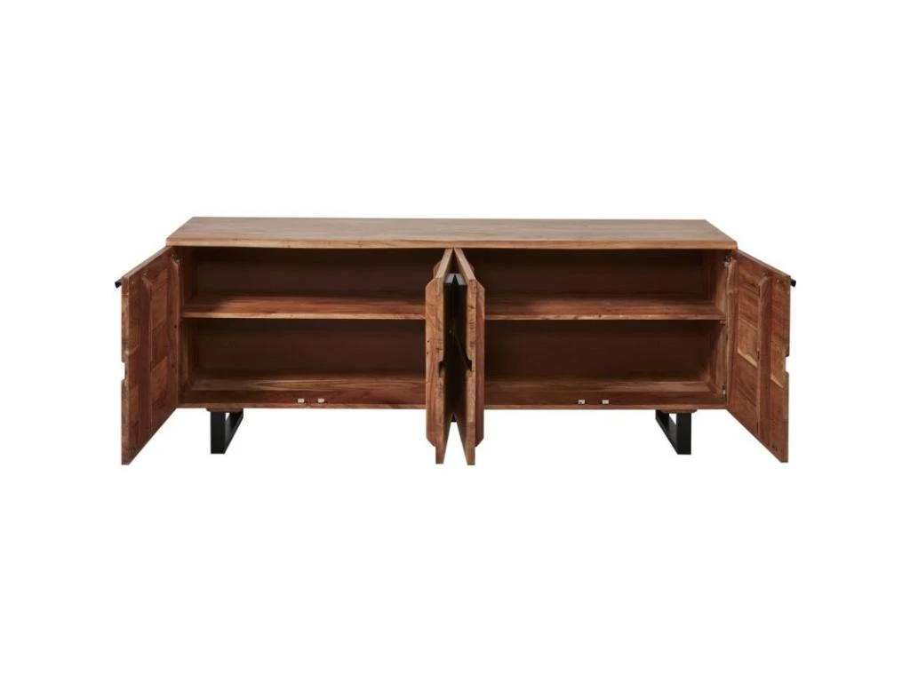 Buffet 4 Portes En Bois "Malo" 200cm Marron 4 Buffet 4 Portes En Bois "Malo" 200cm Marron – Image 2