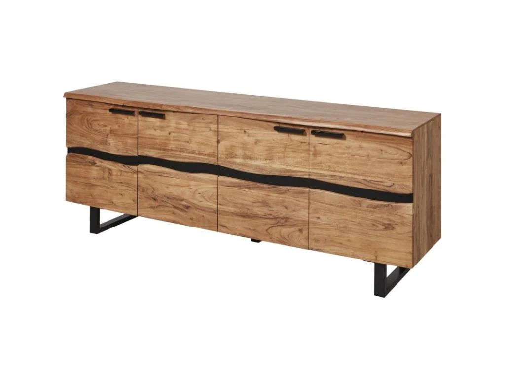Buffet 4 Portes En Bois "Malo" 200cm Marron 5 Buffet 4 Portes En Bois "Malo" 200cm Marron – Image 3
