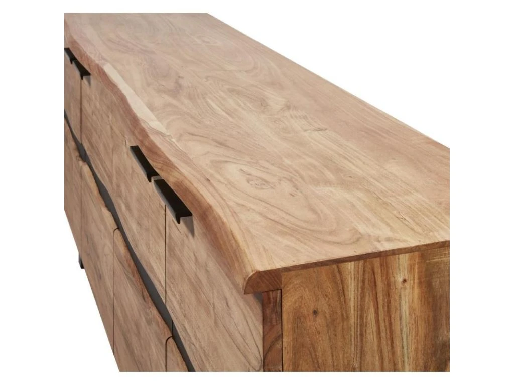 Buffet 4 Portes En Bois "Malo" 200cm Marron 6 Buffet 4 Portes En Bois "Malo" 200cm Marron – Image 4