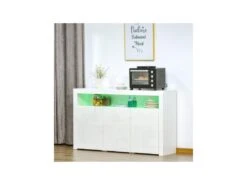 Buffet LED étagère KEITH Blanc Laqué -Mobilia Boutique buffet 19194025