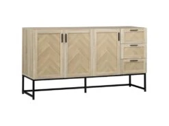 Buffet Motif Chevron JOHN Bois Et Noir